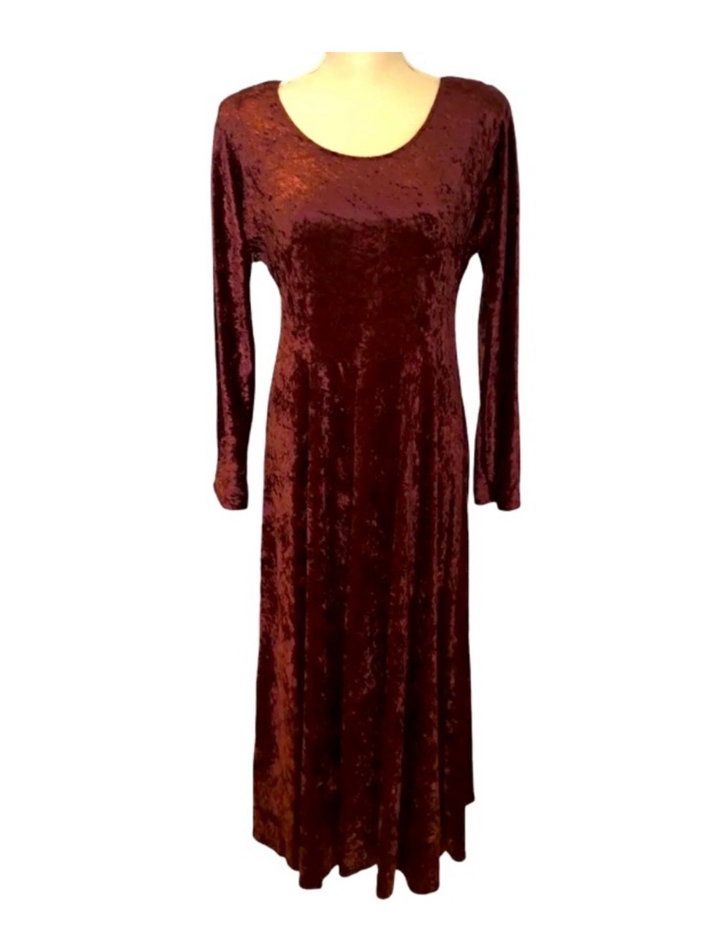 VINTAGE 90’s ALL THAT JAZZ Crushed Velvet Red Maxi WhimsyGoth Dress, Size Small